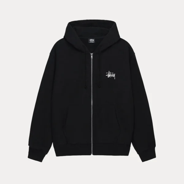 Stussy Basic Black Zip Up Hoodie