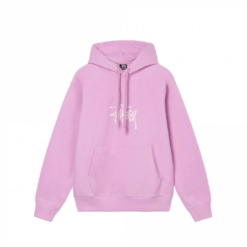Stussy Basic Embroidered Pink Hoodie