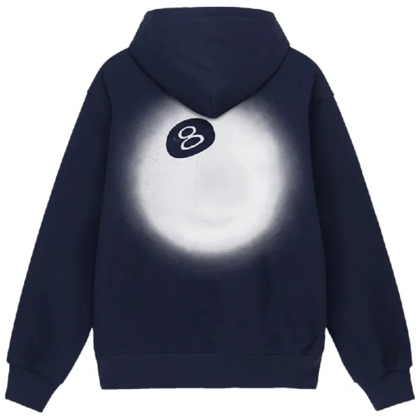 Stussy Basic Navy Blue 8 Ball Faded Hoodie-back