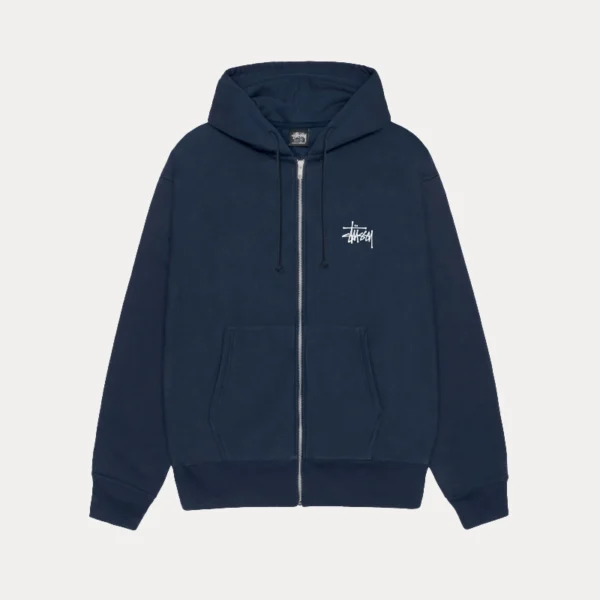 Stussy Basic Navy Blue Zip Up Hoodie