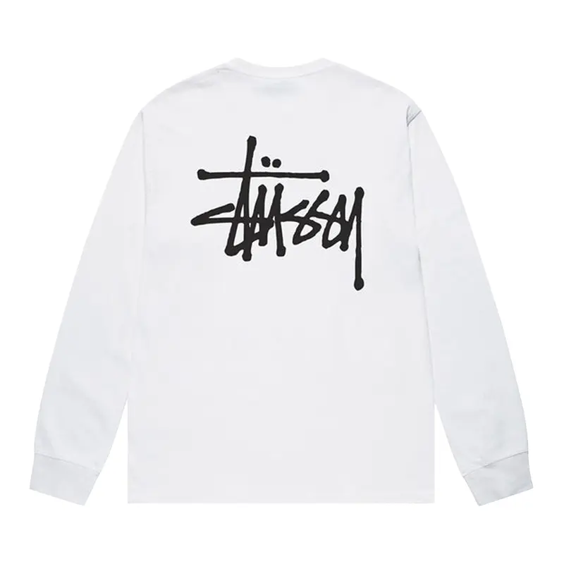 Stussy Basic White Long Sleeve Shirt Back