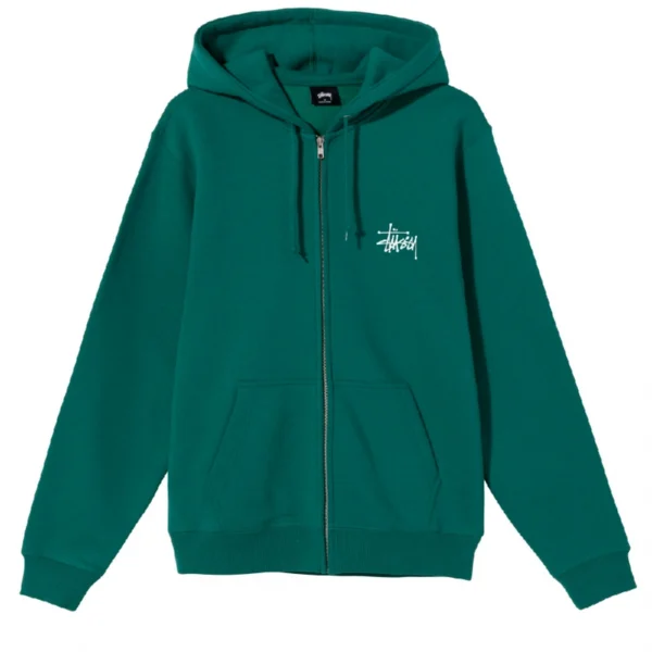 Stussy Basic Zip Up Green Hoodie