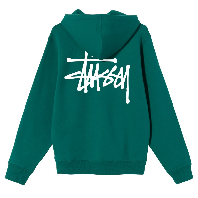 Stussy Basic Zip Up Green Hoodie-back