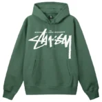 Stussy Big Stock Logo Green Hoodie