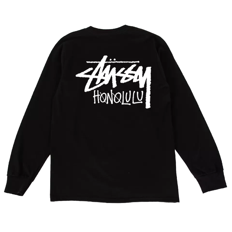 Stussy Honolulu Black Long Sleeve Shirt-back