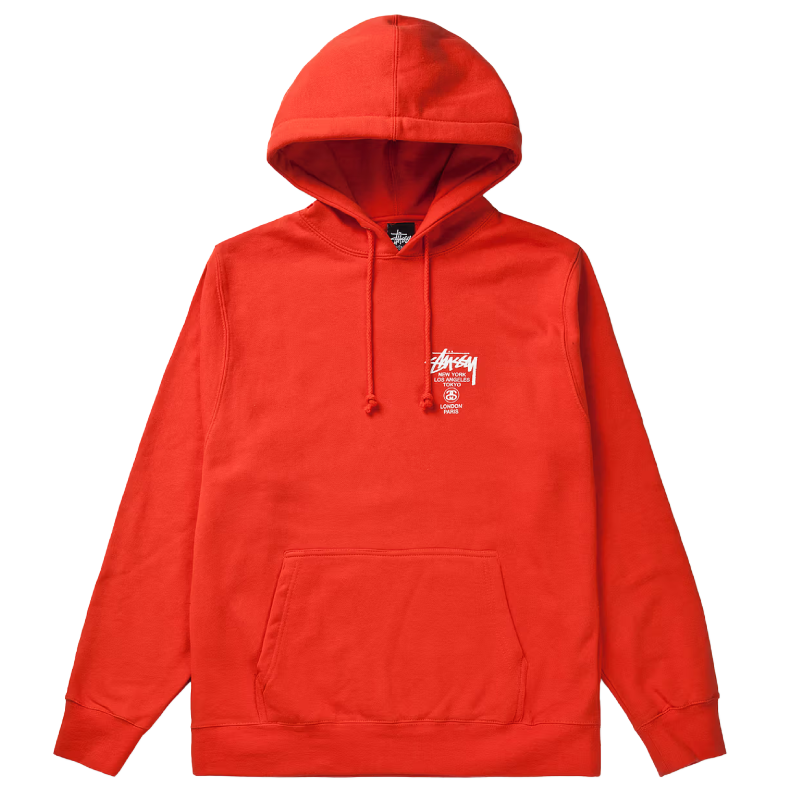 Stussy Brick Red World Tour Pullover Hoodie
