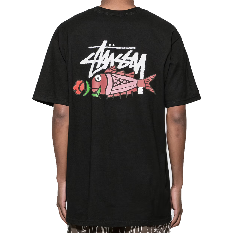 Stussy Carp Stock Black Shirt Back