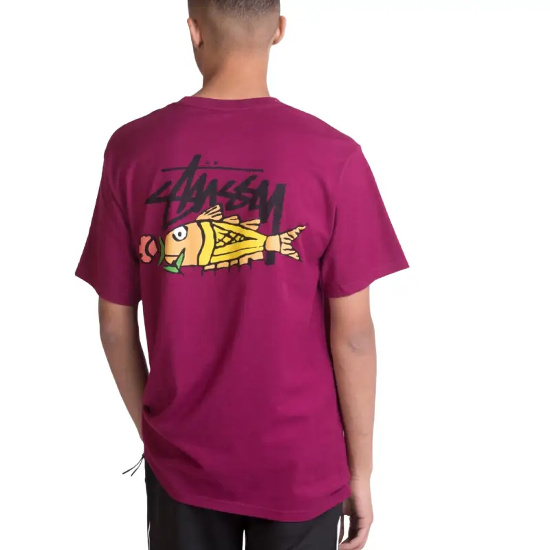 Stussy Carp Stock Purple Shirt Back