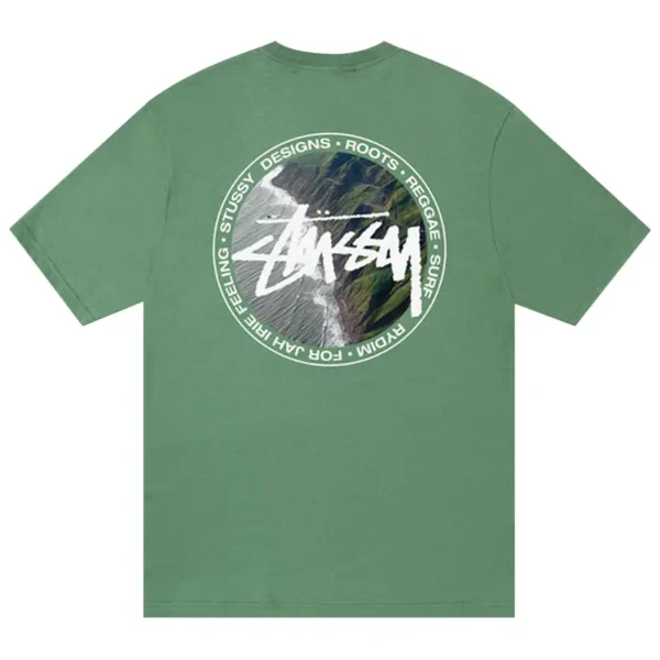 Stussy Costline Green T-Shirt Back