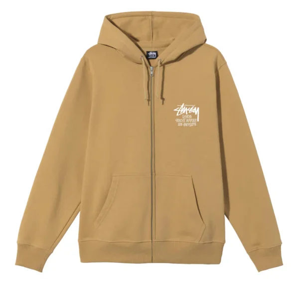 Stussy DSM Los Angeles Zip Up Khaki Hoodie