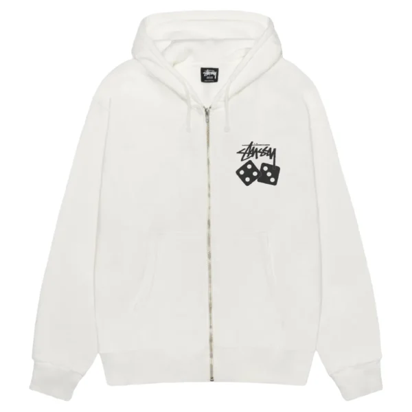 Stussy Dice White Zip Up Hoodie
