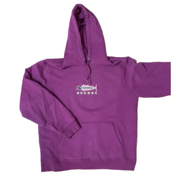 Stussy Fish Embroidered Purple Hoodie