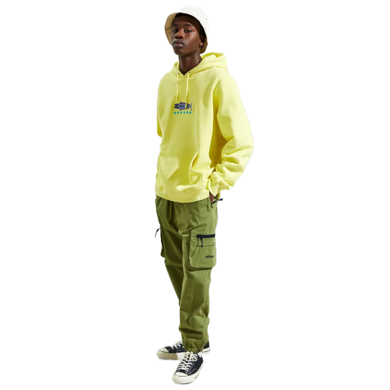 Stussy Fish Embroidered Yellow Hoodie Side