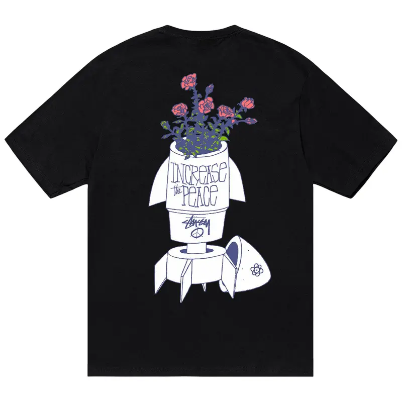 Stussy Flower Bomb Black Shirt Back