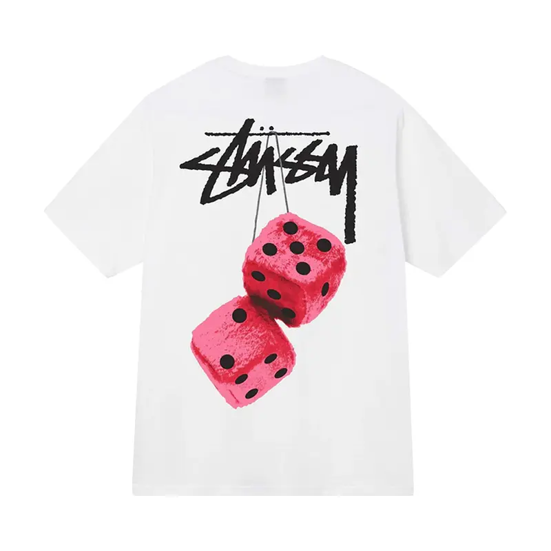 Stussy Fuzzy Dice White T-Shirt Back