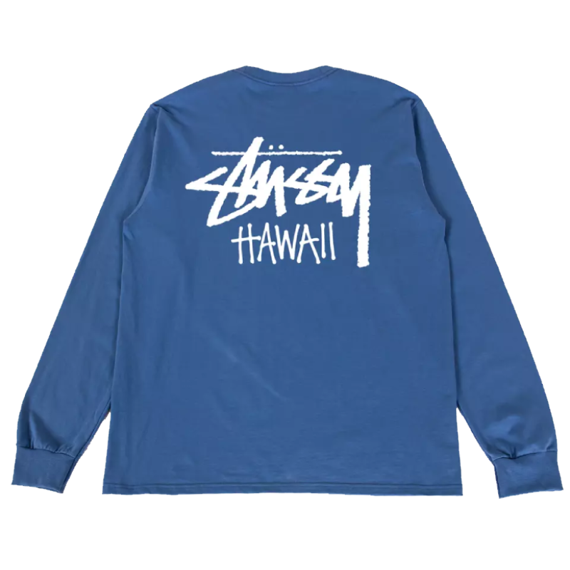 Stussy Hawaii Long Sleeve Blue Shirt-back