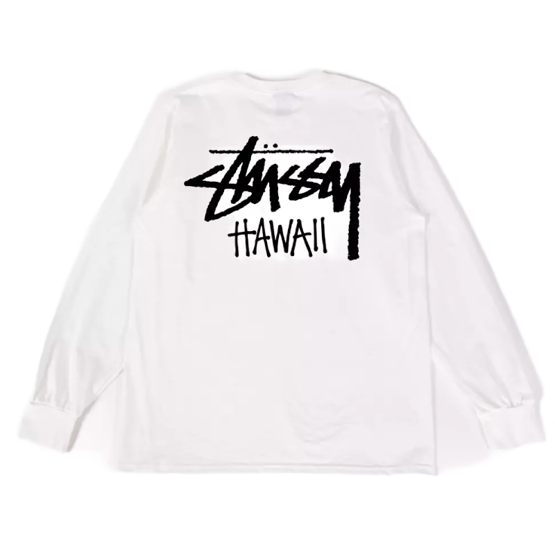 Stussy Hawaii Long Sleeve White Shirt-back