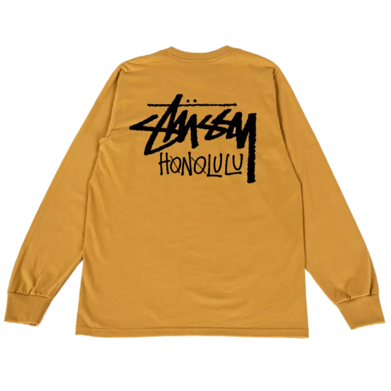 Stussy Honolulu Mustard Long Sleeve Shirt-back