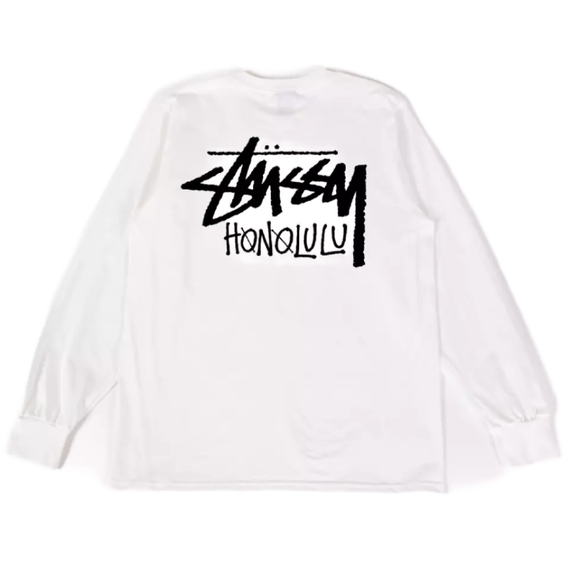 Stussy Honolulu White Long Sleeve Shirt-back