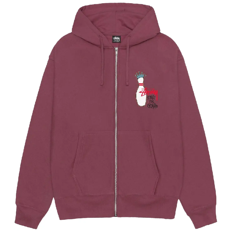 Stussy Kingpin Oxblood Zip Up Hoodie