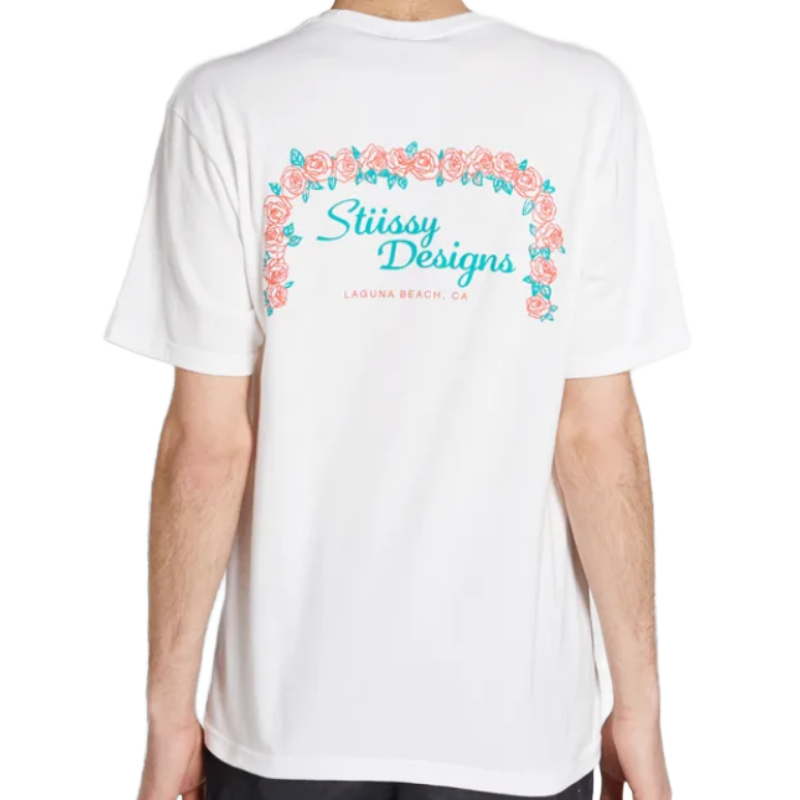 Stussy Laguna Beach Rose White Tee-back