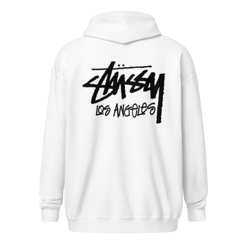 Stussy Los Angeles Zip up White Hoodie-back