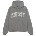 Stussy Outline Grey Zip Up Hoodie