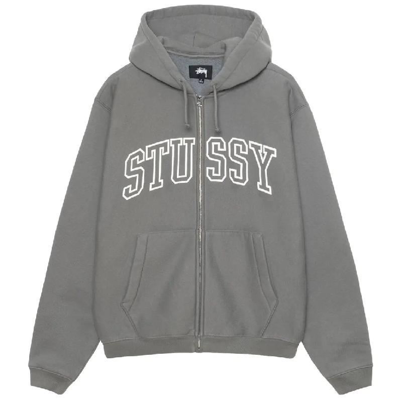 Stussy Outline Grey Zip Up Hoodie