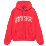 Stussy Outline Red Zip Hoodie