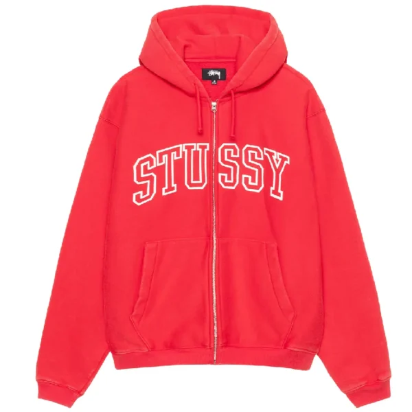 Stussy Outline Red Zip Hoodie
