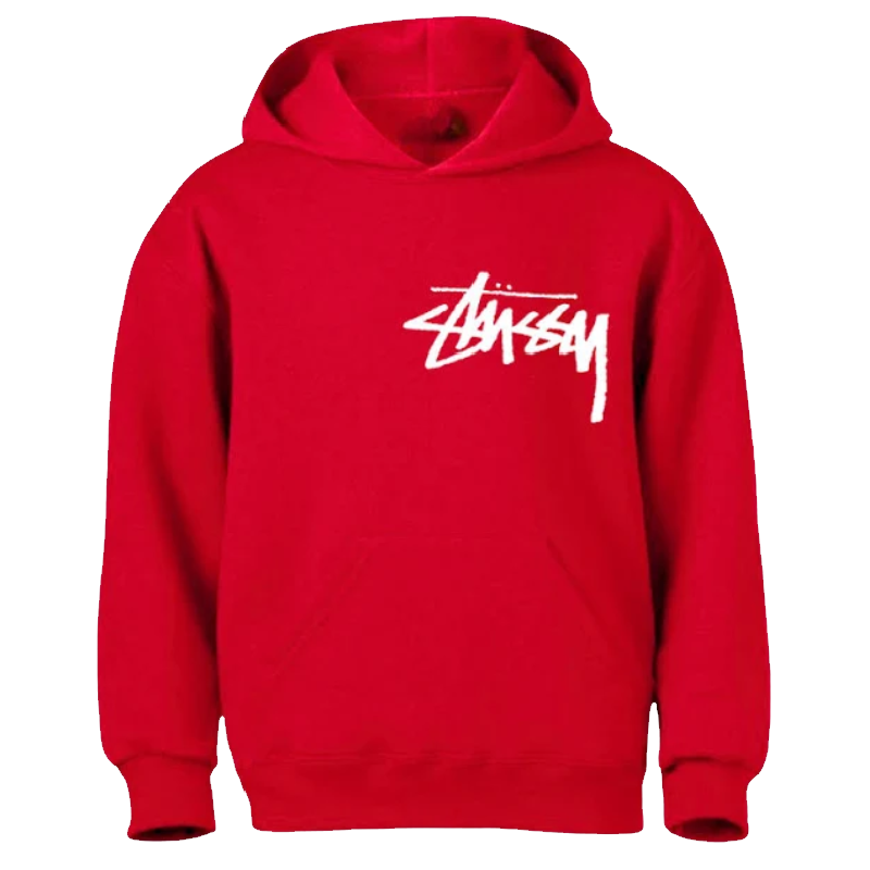 Stussy Red Hoodie With White 8 Ball Logo