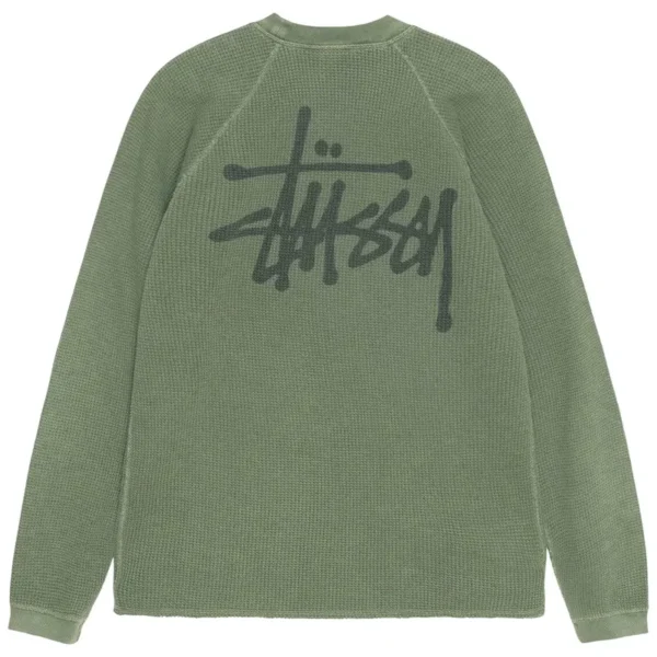 Stussy Reglan Thermal Green Longsleeve Shirt Back