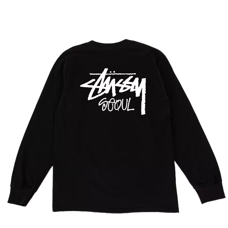 Stussy Seoul Black Long Sleeve Shirt-back