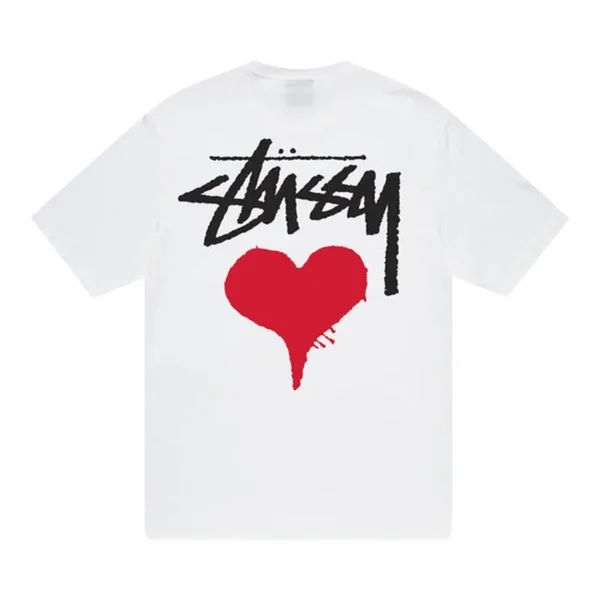 Stussy Stock Heart White Shirt Back
