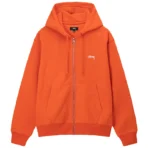 Stussy Stock Logo Orange Zip Up Hoodie