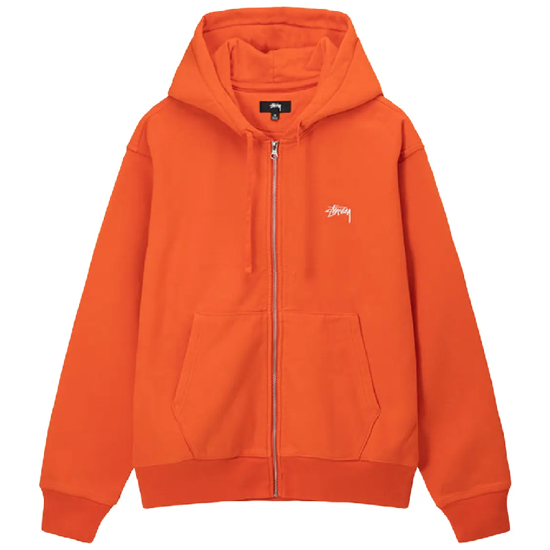Stussy Stock Logo Orange Zip Up Hoodie
