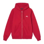Stussy Stock Logo Red Zip Up Hoodie