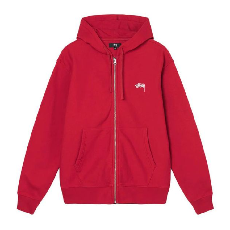 Stussy Stock Logo Red Zip Up Hoodie