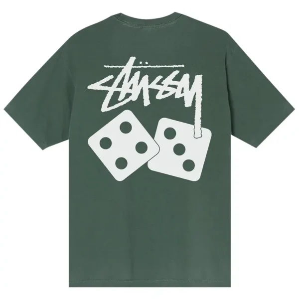 Stussy White Dice Green T-Shirt Back
