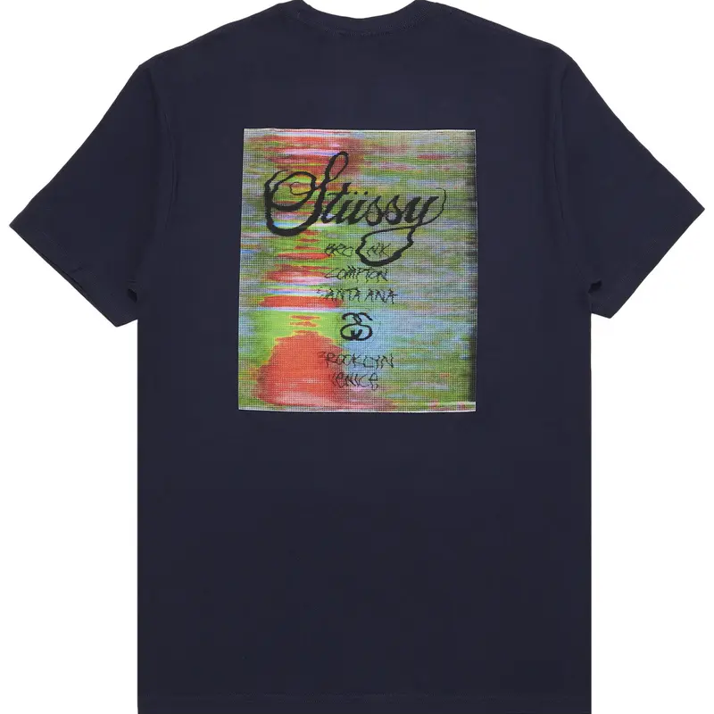 Stussy World Tour Glitch Navy T-Shirt Back