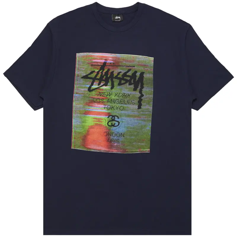 Stussy World Tour Glitch Navy T-Shirt