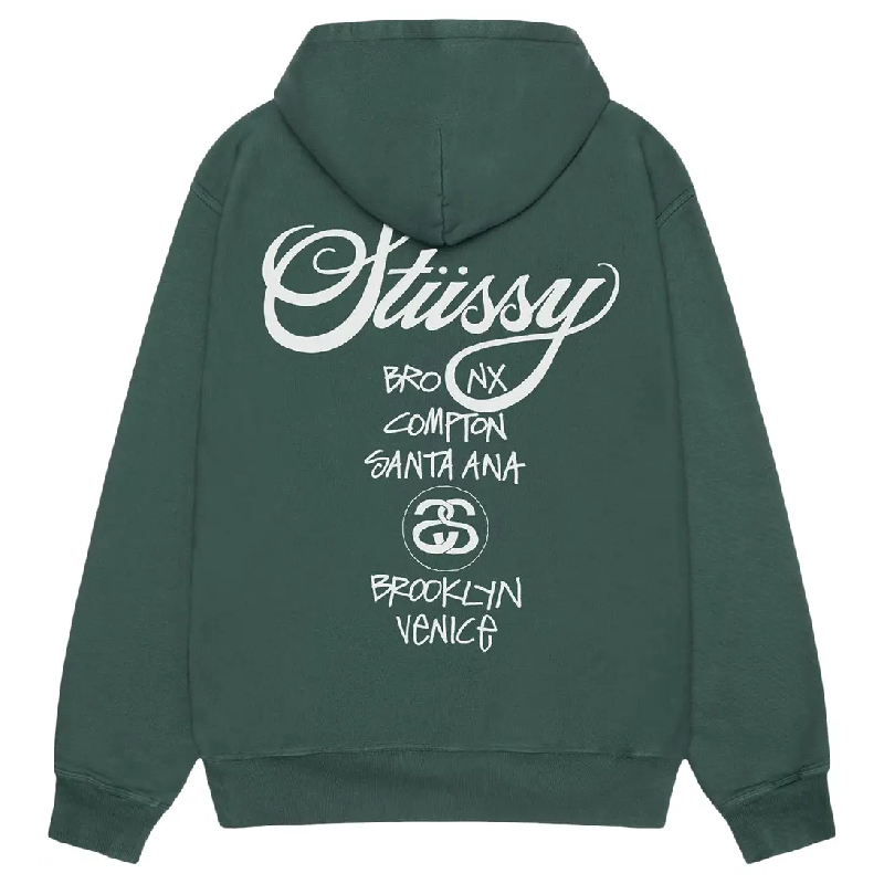 Stussy World Tour Green Hoodie-back