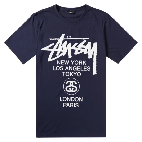 Stussy World Tour Navy Blue T-Shirt