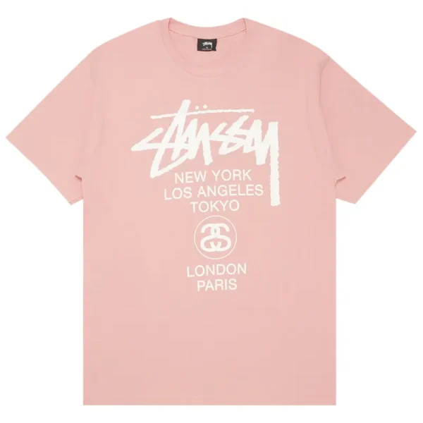 Stussy World Tour Pale Pink Tee