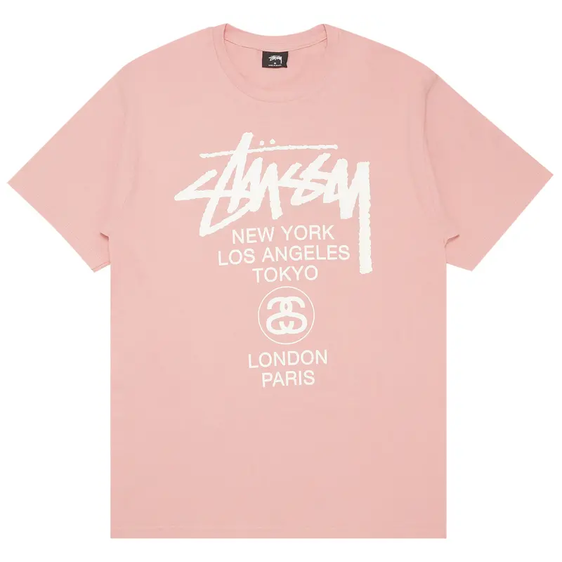 Stussy World Tour Pale Pink Tee