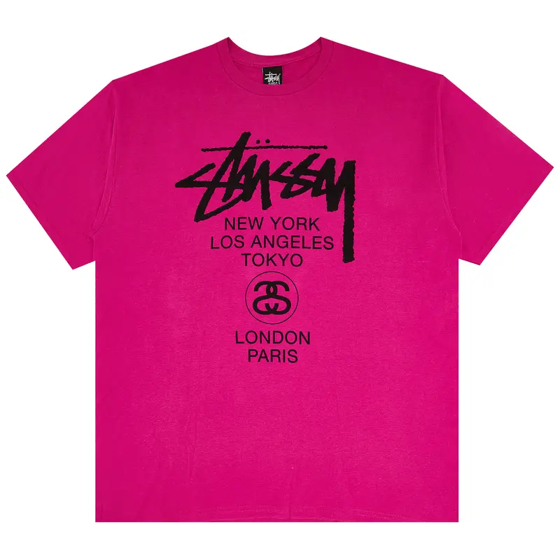 Stussy World Tour Pink Tee