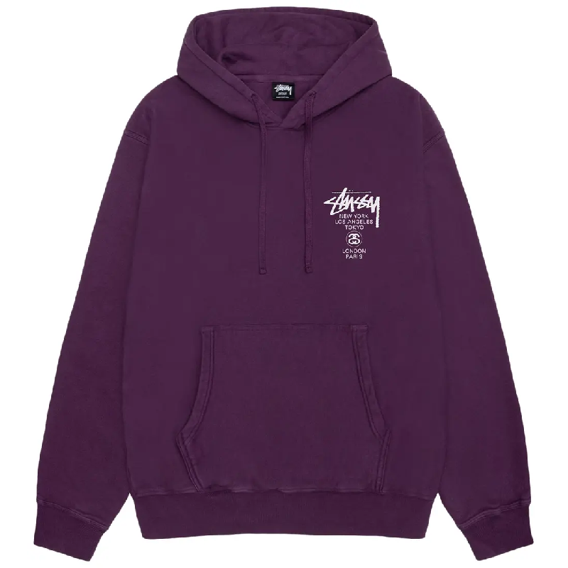 Stussy World Tour Purple Hoodie
