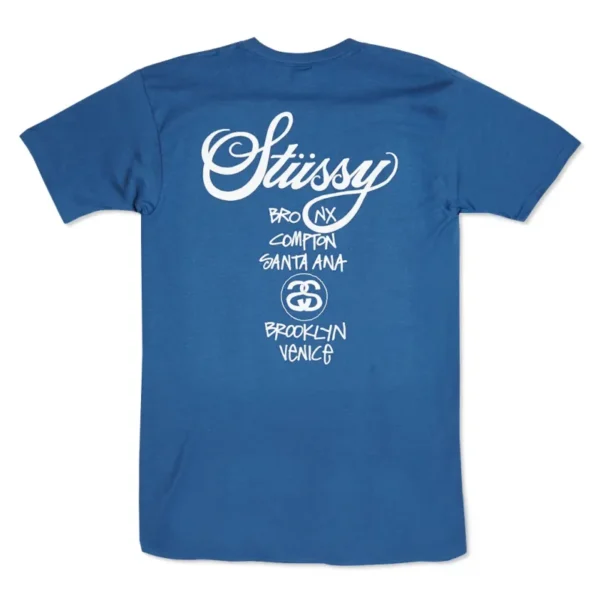 Stussy World Tour Royal Blue T-Shirt Back