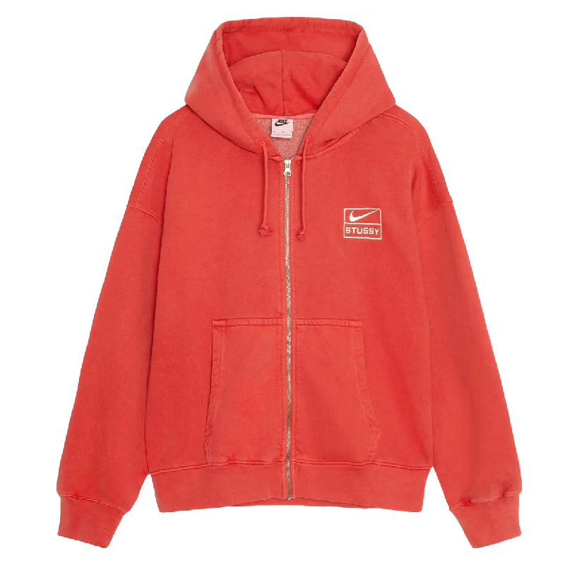 Stussy x Nike Red Zip Up Hoodie