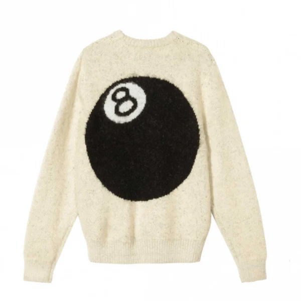 Stussy 8 Ball Heavy Brushed Mohair Cream Sweater-back